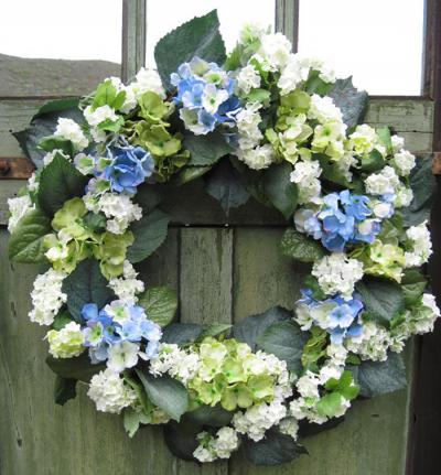 Hydrangea & Snowball Wreath